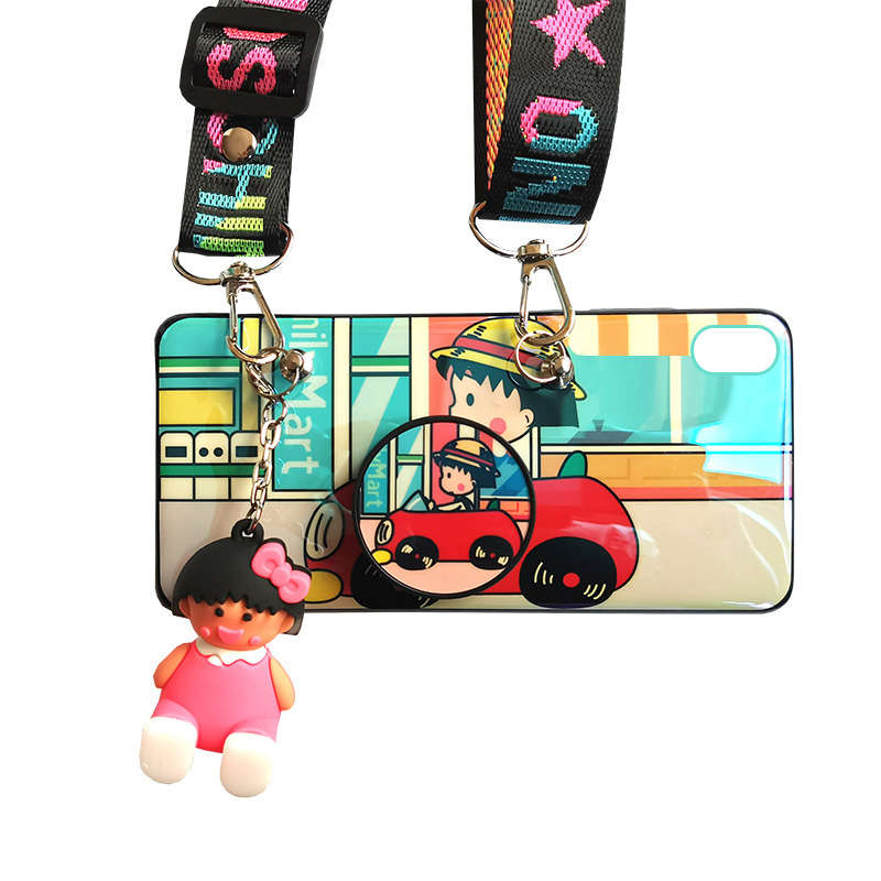 DHAO-Chibi Maruko-chan Silicone Cellphone Case With Lanyard - iPhone XR
