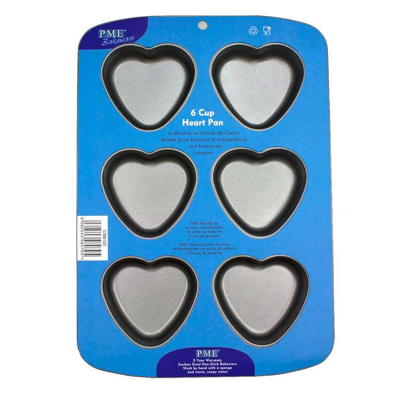 NON STICK - 6 CUP HEART PAN (37.3 X 26.1MM / 14.7 X 10.3")