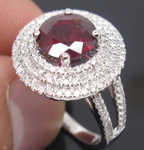 **R78000** Solid 14K White Gold 4.38ct Natural Sparkly Diamond Blood Ruby Engagement Ring