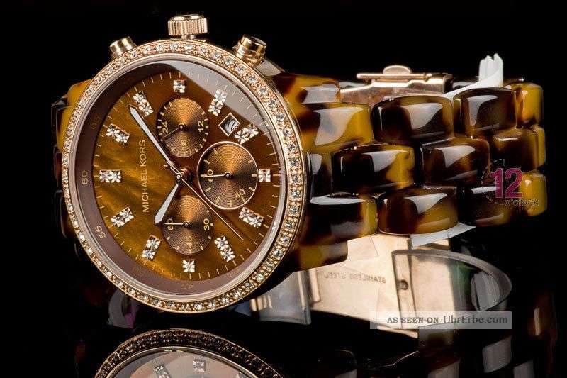 MICHAEL KORS Women's Marbelized Tortoise Chronograph Watch BRAND NEW ***TRUSTED/TOP SELLERS***
