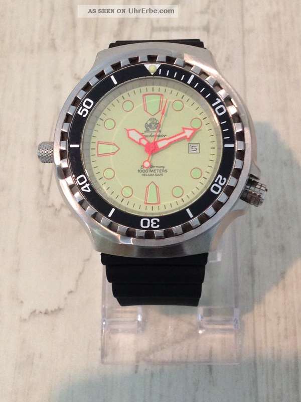 TAUCHMEISTER 1937 GERMANY 52MM Helium *AUTOMATIC* T0269 Watch SEA MONSTER 1000 METER DEEP SEA WATCH