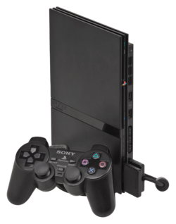 PlayStation 2 Slimline console with DualShock 2 controller