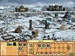 A snowy necropolis (death-aligned town).