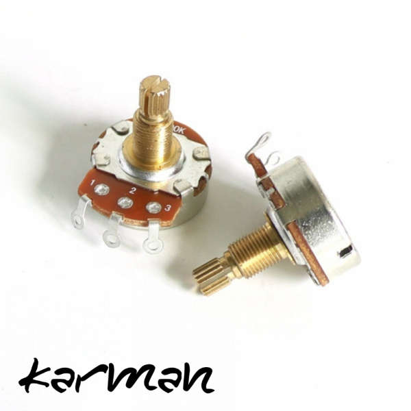 Karman Audio A500K 15mm Brass Shaft (split) Full Size Potentiometer