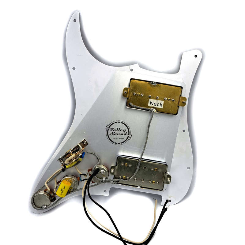 Loaded Prewired Pickguard with Humbucker &amp; Humbucker Sized P90 - Tortoiseshell with Chrome