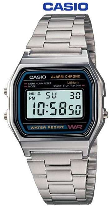 Casio Silver Unisex Digit Alarm Chronograph (A158WA-1Q) - Casio