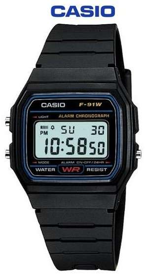 Casio Digital Alarm Mens Watch (F91W) - Casio