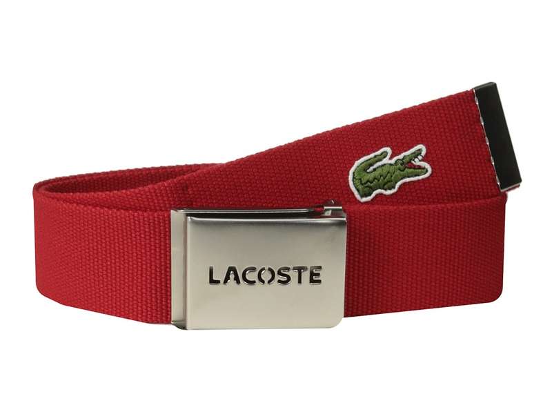 Lacoste - SPW L.12.12 Textile Croc Belt (Red) Men's Belts