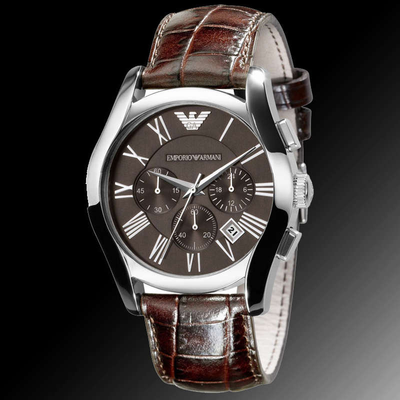 Emporio Armani - Mens Leather Strap Chronograph Designer Watch