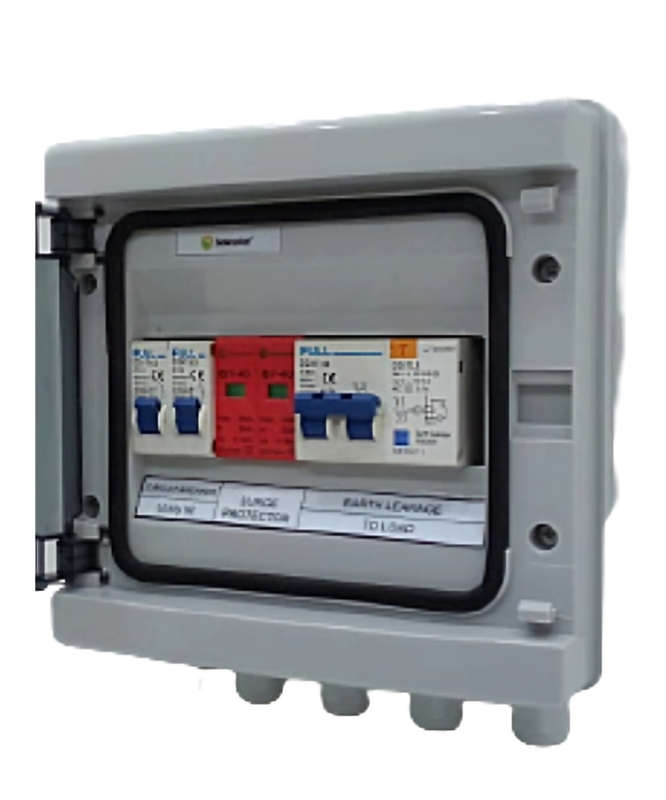 SJ091 Protection - AC  Distribution Box .Populated with 2 Pole Surge Protector.CB/EL