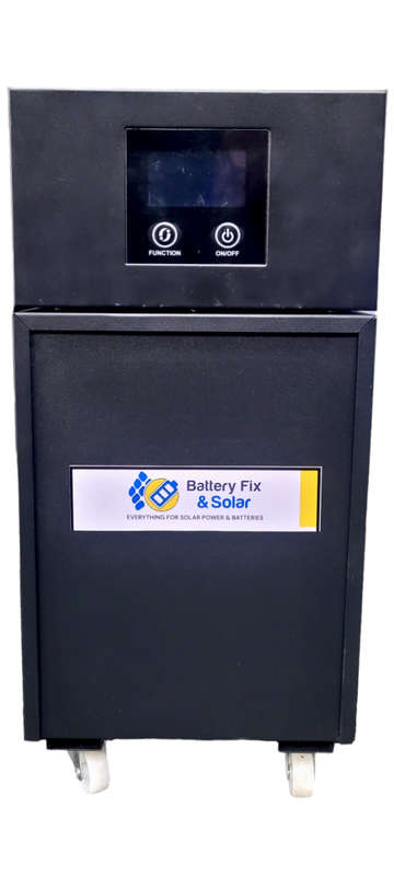 SD050 - Loadshed Kit. Ecotek 12V 1000W PureSW Inverter, 1x Li-ion 12V 100Ah Batt, Black Cabinet.