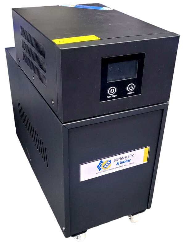 SD050 - Loadshed Kit. Ecotek 12V 1000W PureSW Inverter, 1x Li-ion 12V 100Ah Batt, Black Cabinet.