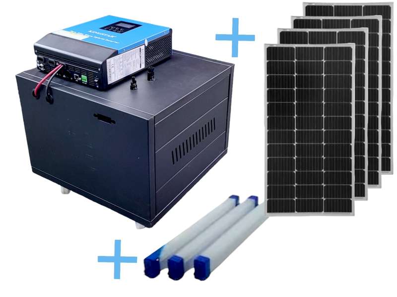 SD015 ECOTEK Solar Off Grid System. Pure Sign 1KW Inverter.Lithium Battery100Ah .S/Panels 100Wx4