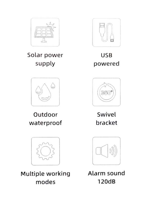 CLQ700 - SP Andowl  Solar PIR .Sound and Light Alarm WiFi Compatible
