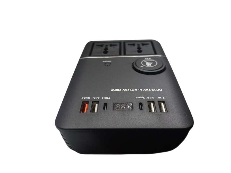 SA019  EJC - Car/ Home Inverter Cigarette Lighter plug 12/24 Volt 200 Watt.