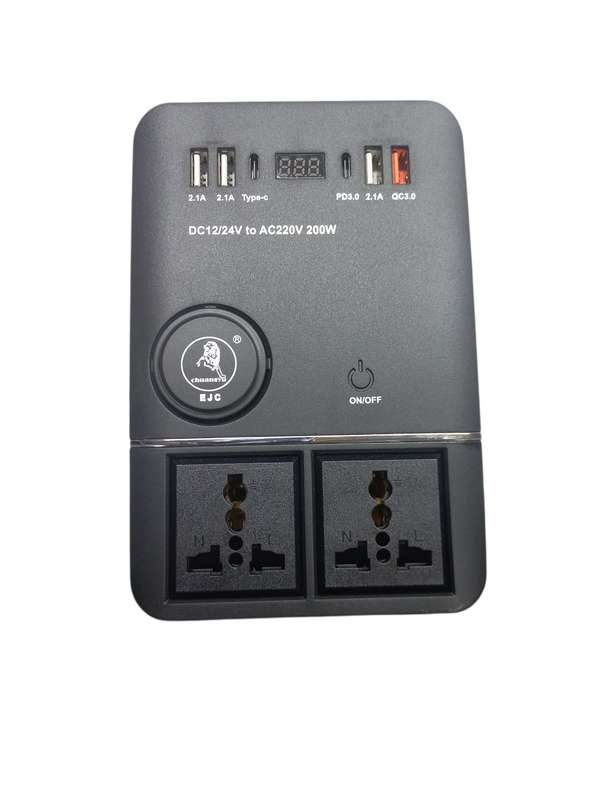 SA019  EJC - Car/ Home Inverter Cigarette Lighter plug 12/24 Volt 200 Watt.