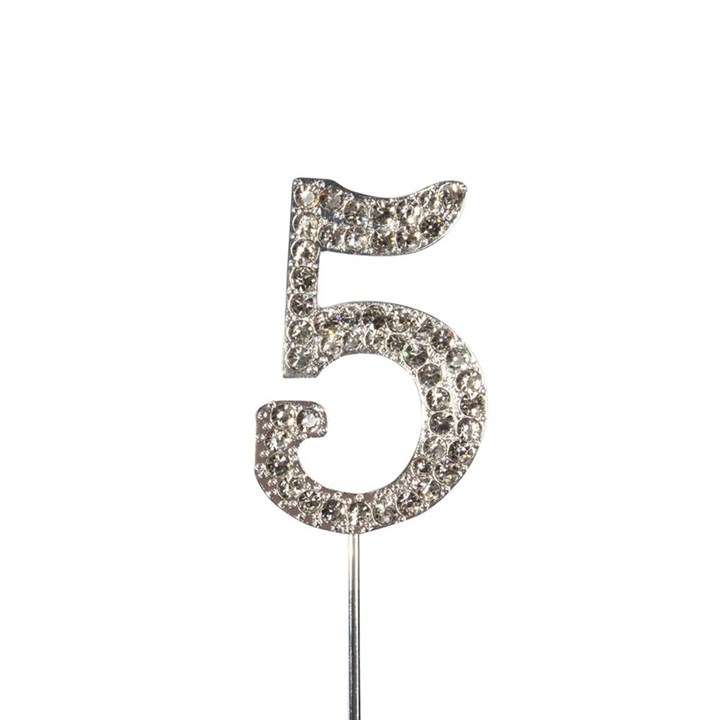 Culpitt 5 DIAMANTE NUMBER Topper Wedding Anniversary Birthday Cake Decorations
