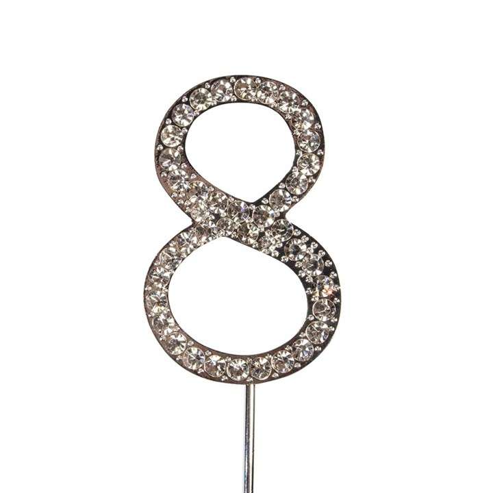 Culpitt 8 DIAMANTE NUMBER Topper Wedding Anniversary Birthday Cake Decorations