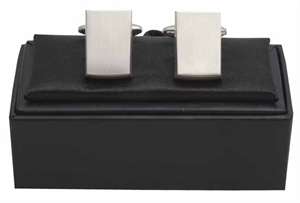 Brushed rhodium plated cufflinks in presentation box - Rectangle