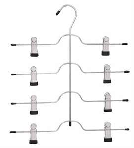 Chrome and Black space saver hanger for skits and slacks