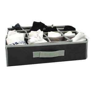 Non-woven pp 16 grid sock drawer organiser - dark grey