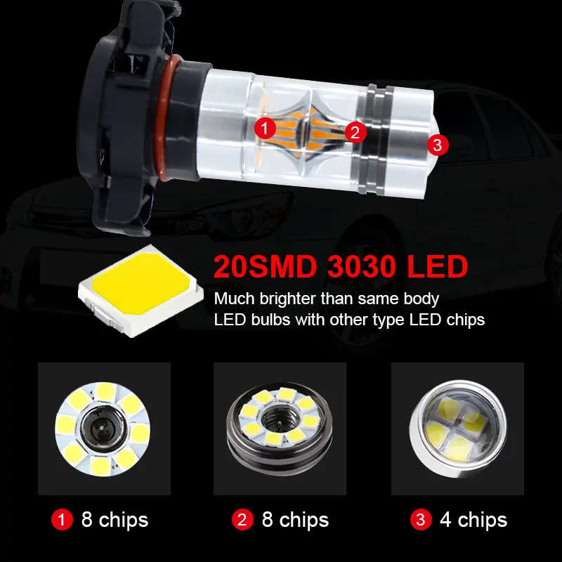 DRL BULB Audi A3 No error 6000K White 3000K 2PCS CANBUS