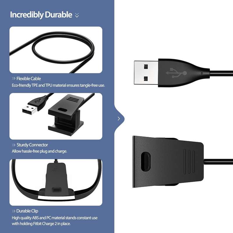 Fitbit Charge 2 Replacement USB Charger-Black
