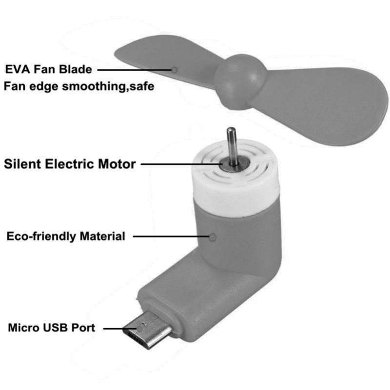 Portable Micro USB Fan (works with most Smart Phones with Micro USB) Light Green