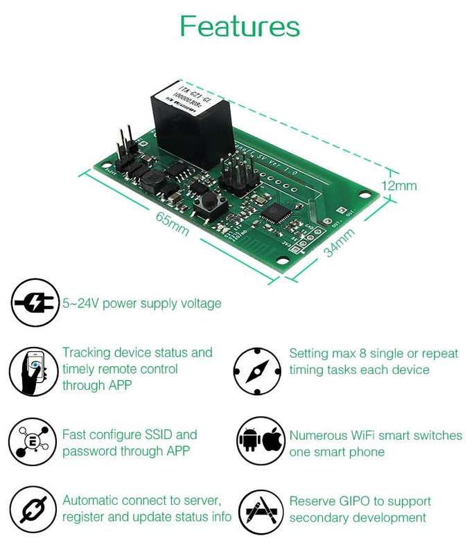 Sonoff SV Safe Voltage WiFi Wireless Smart Home Switch Module Support Secondary Development