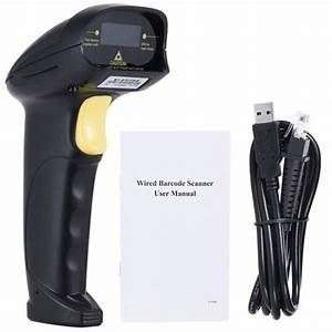 Handheld USB Laser Barcode Scanner - Wired -POS (Black) - YHD-8200