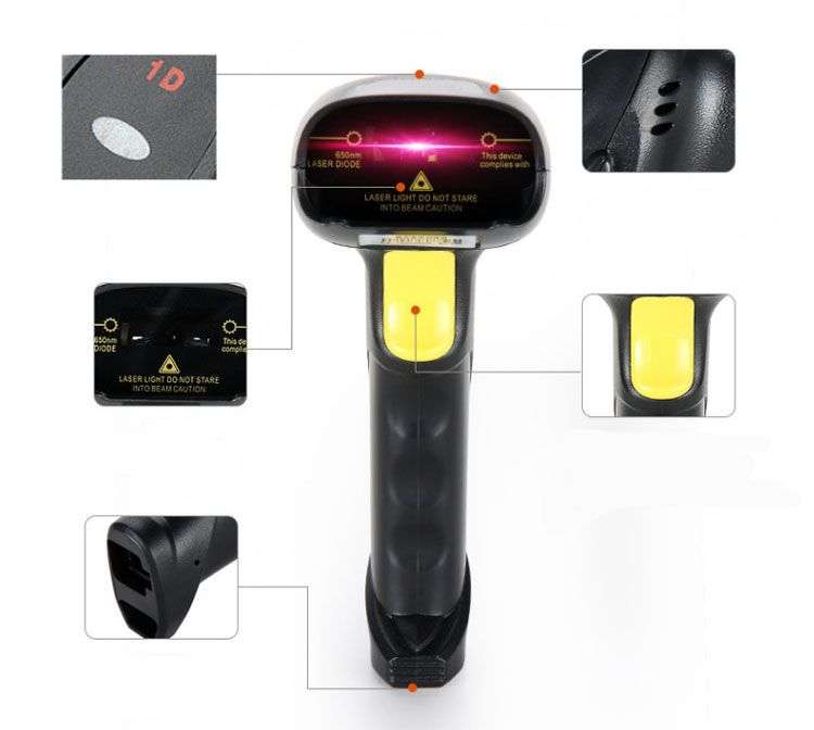 Handheld USB Laser Barcode Scanner - Wired -POS (Black) - YHD-8200
