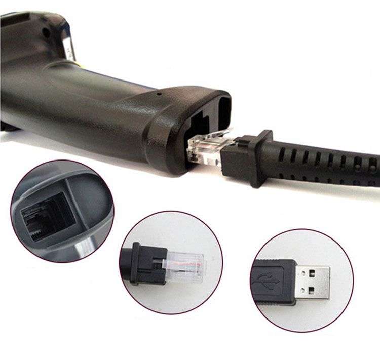 Handheld USB Laser Barcode Scanner - Wired -POS (Black) - YHD-8200