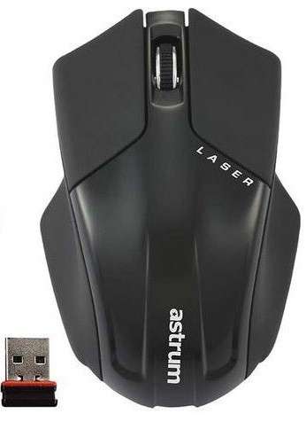 Astrum Aero Laser Wireless Mouse 1,600Dpi 2.4GHz GFSK Black - Astrum
