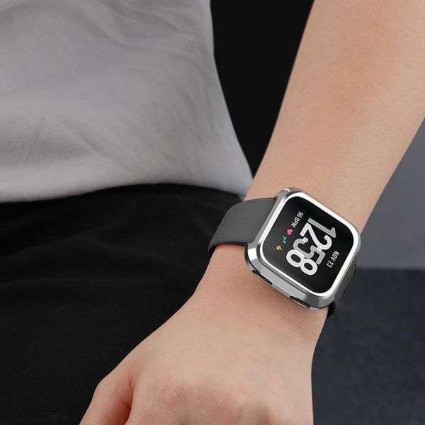 Fitbit Versa Bumper Protective Case and Screen Protector - Silver