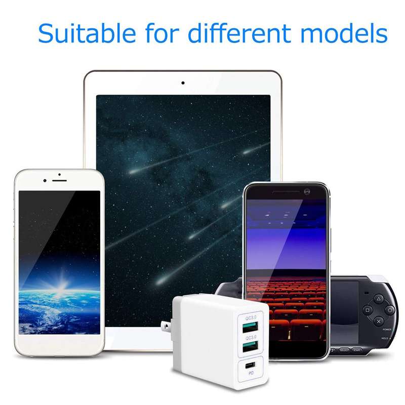 USB Type-C PD Power Delivery and Quick Charge QC3.0 30W AC Wall Charger Adapter - White