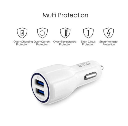 Dual USB Car Cigarette Lighter Fast Charger QC3.0 Quick Charge 3.1A with LED Light