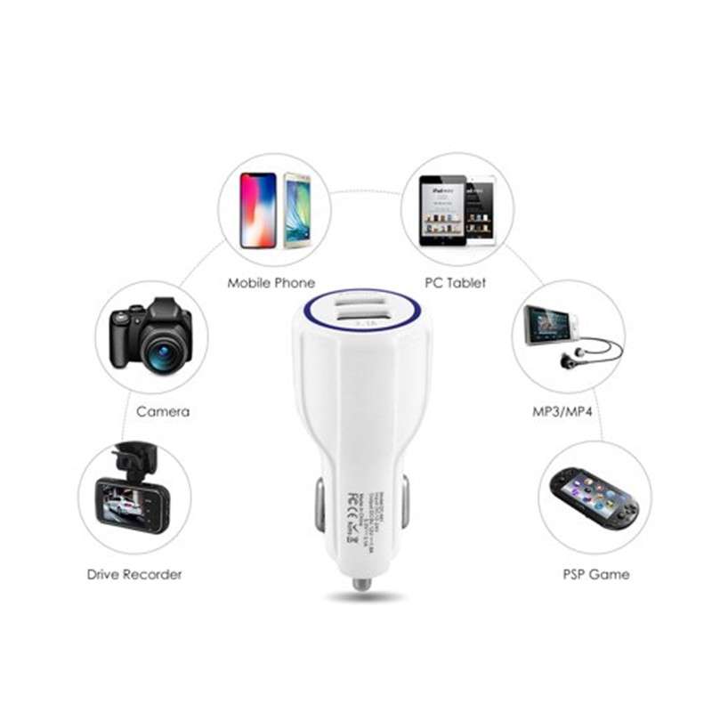 Dual USB Car Cigarette Lighter Fast Charger QC3.0 Quick Charge 3.1A with LED Light