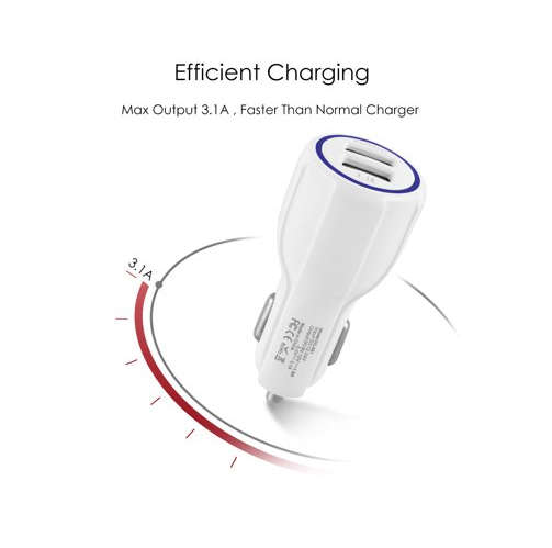 Dual USB Car Cigarette Lighter Fast Charger QC3.0 Quick Charge 3.1A with LED Light