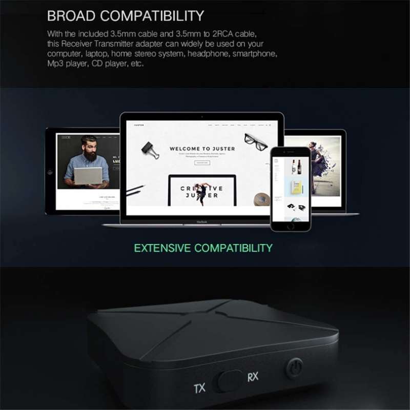 Wireless Bluetooth Transmitter Receiver 3.5mm Audio Adapter for TV