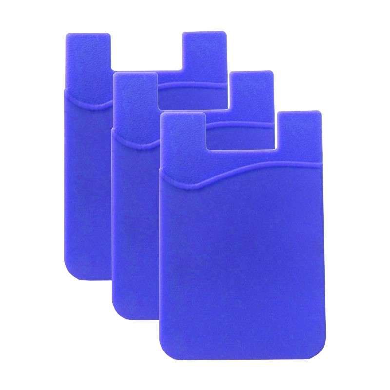 Credit Card Ultra-slim Self Adhesive Holder for Cellphones - 3 Pack Light Blue