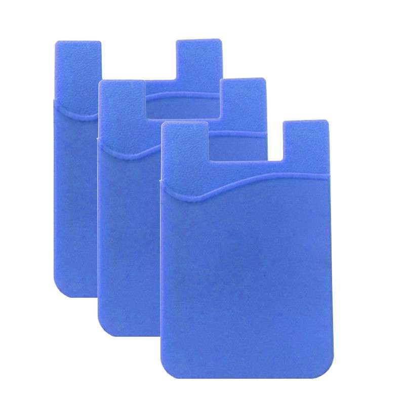Credit Card Ultra-slim Self Adhesive Holder for Cellphones - 3 Pack Light Blue