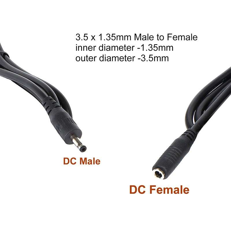 DC Extension Cable 3.5mm x 1.35mm Female to 3.5mm x 1.35mm Male (1.5m) - Fits Amazon Echo