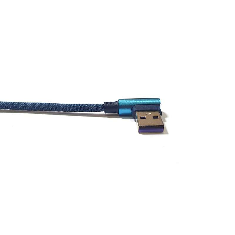 90 Degree Right Angle USB TO USB-C 2.0 Fast Data Sync Charging Cable Black 1m