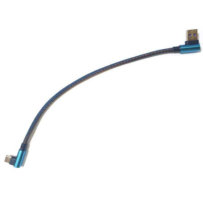 90 Degree Right Angle USB TO USB-C 2.0 Fast Data Sync Charging Cable Black 1m