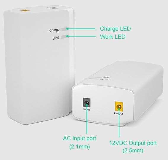 Mini DC UPS (13200mAh) Backup Battery Power Bank Supply (48.84Wh) - 12V: Router CCTV Wifi Backup ...