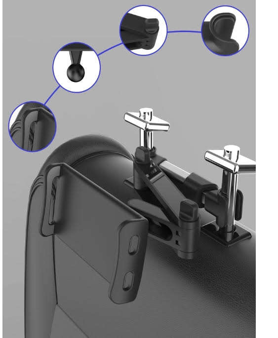 Headrest Tablet Mount Car Back Seat Headrest Mount Burgundy