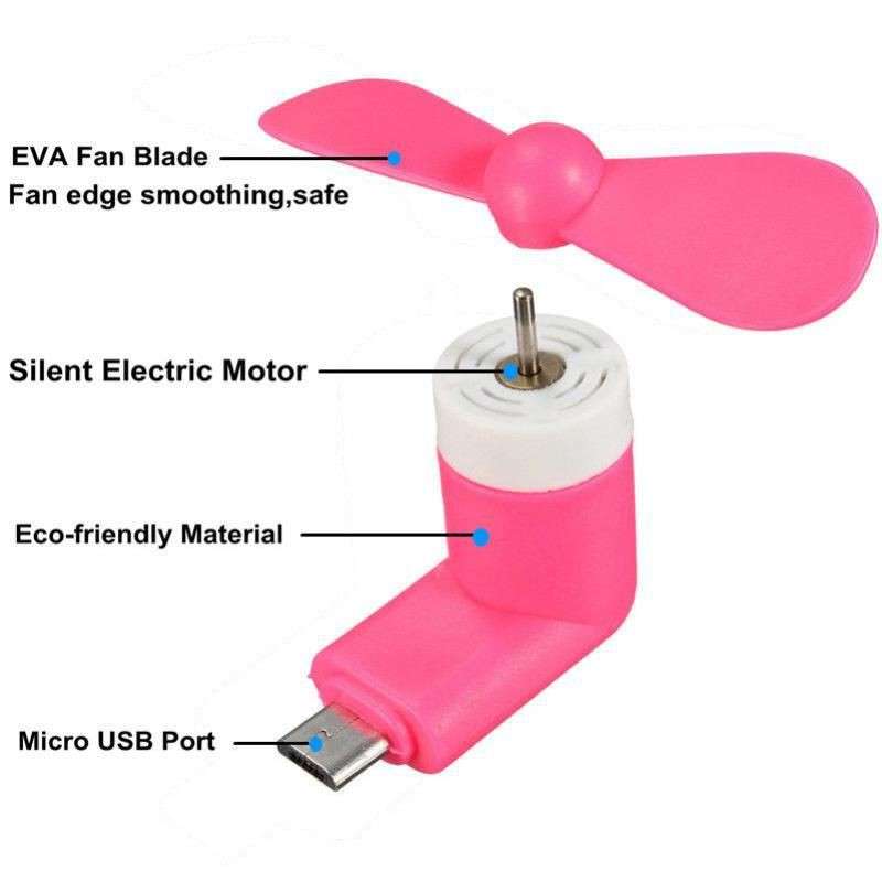 Portable Micro USB Fan (works with most Smart Phones with Micro USB) Light Green