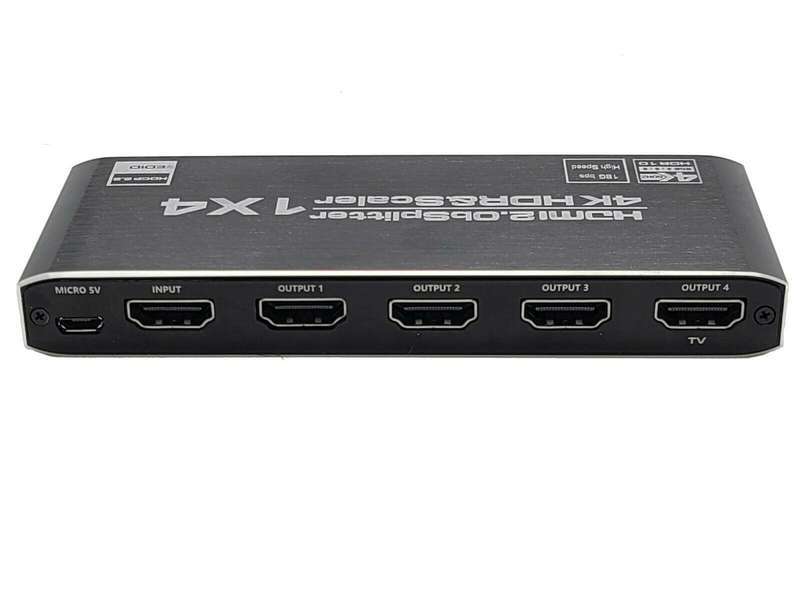 HDMI 4-Way Splitter 4K 60 Hz fps HDR HDCP 2.2 1x4 Scaler with EDID 120 Hz