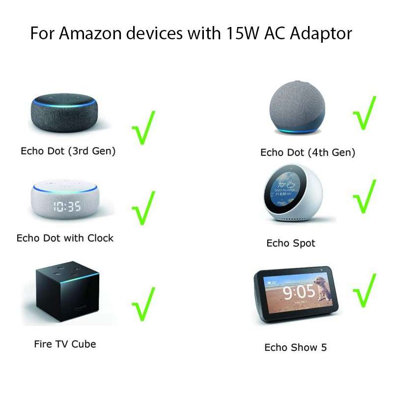 DC Extension Cable for Echo Dot (3rd gen and 4th gen) and Echo Spot (3.5mm outside tip) 1.5m