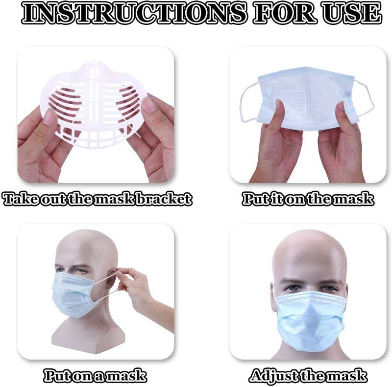 Face Mask Inner Support Bracket - More Space for Comfortable Breathing - Washable Reusable (3 Pack)
